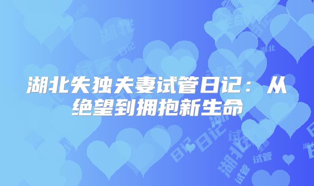 湖北失独夫妻试管日记:从绝望到拥抱新生命