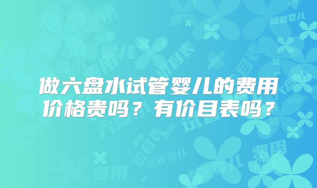 做六盘水试管婴儿的费用价格贵吗？有价目表吗？