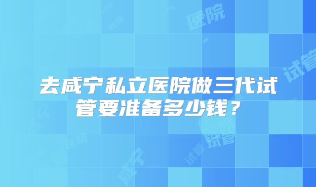 去咸宁私立医院做三代试管要准备多少钱？
