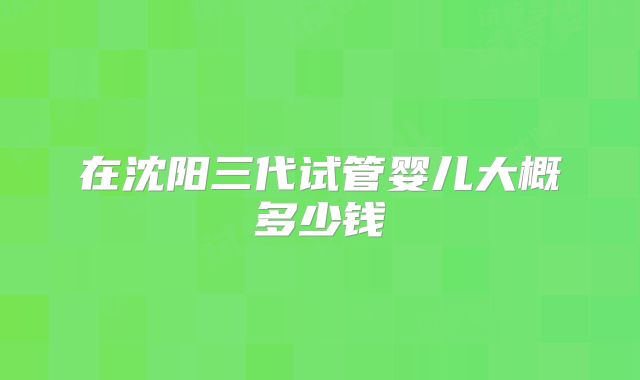 在沈阳三代试管婴儿大概多少钱