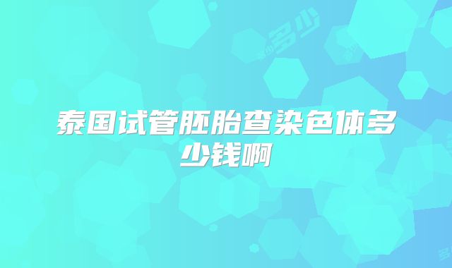 泰国试管胚胎查染色体多少钱啊