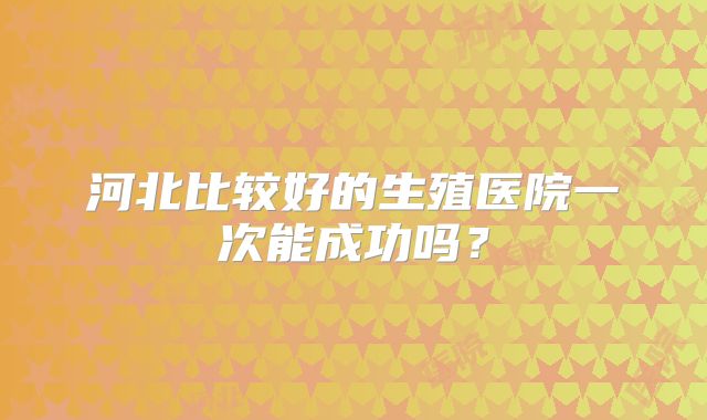 河北比较好的生殖医院一次能成功吗？
