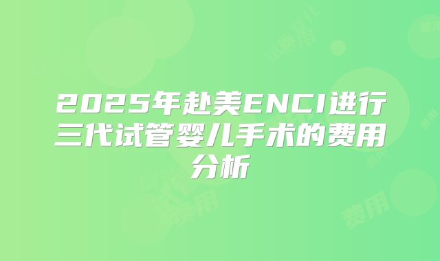2025年赴美ENCI进行三代试管婴儿手术的费用分析