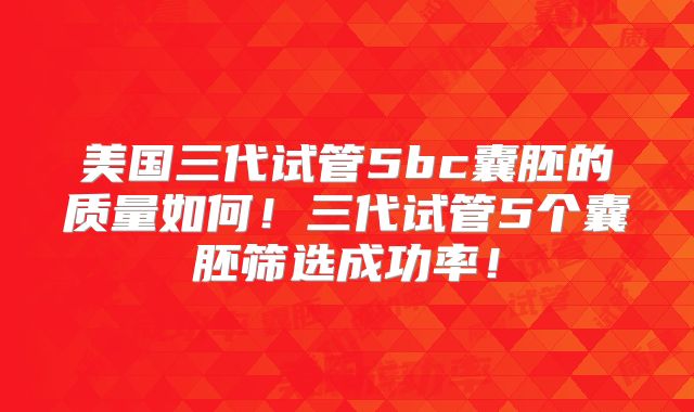 美国三代试管5bc囊胚的质量如何！三代试管5个囊胚筛选成功率！