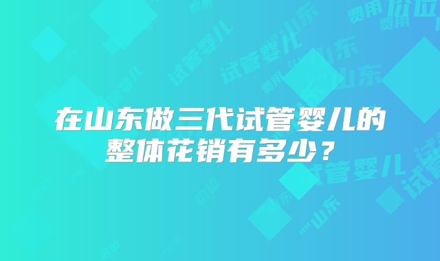 在山东做三代试管婴儿的整体花销有多少？