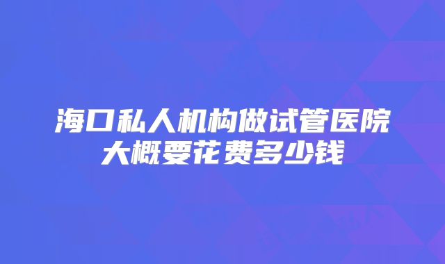 海口私人机构做试管医院大概要花费多少钱