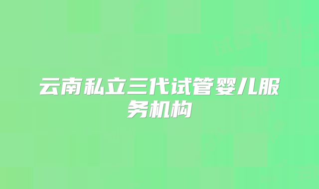 云南私立三代试管婴儿服务机构