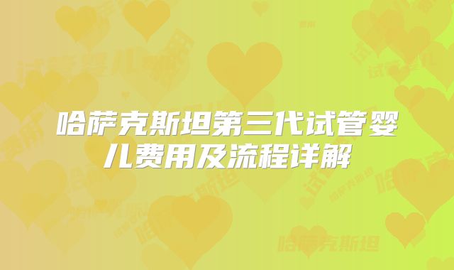 哈萨克斯坦第三代试管婴儿费用及流程详解