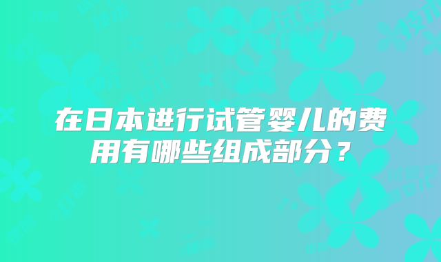在日本进行试管婴儿的费用有哪些组成部分?