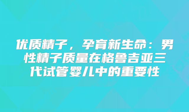 优质精子，孕育新生命：男性精子质量在格鲁吉亚三代试管婴儿中的重要性