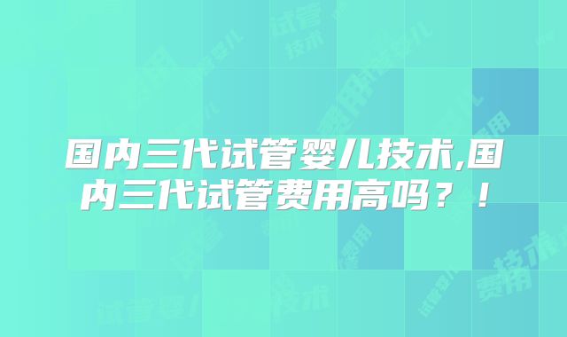 国内三代试管婴儿技术,国内三代试管费用高吗？！