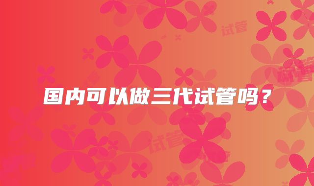 国内可以做三代试管吗?