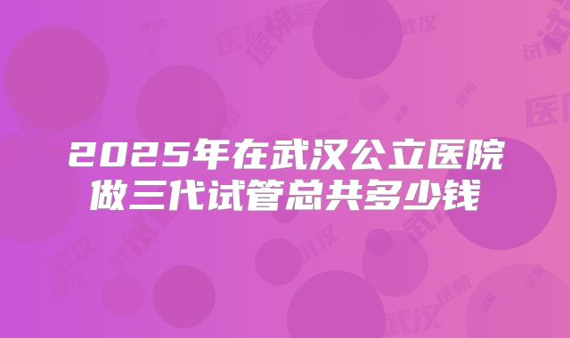 2025年在武汉公立医院做三代试管总共多少钱