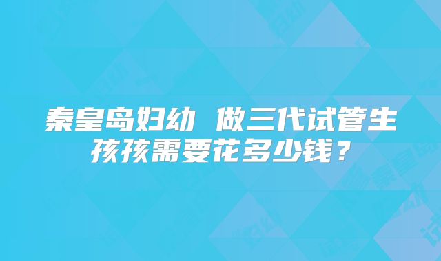 秦皇岛妇幼 做三代试管生孩孩需要花多少钱？