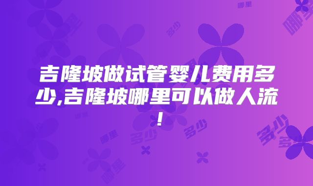 吉隆坡做试管婴儿费用多少,吉隆坡哪里可以做人流!