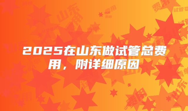 2025在山东做试管总费用，附详细原因