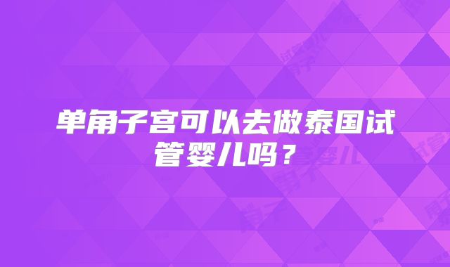单角子宫可以去做泰国试管婴儿吗？