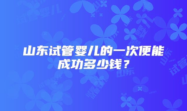 山东试管婴儿的一次便能成功多少钱?