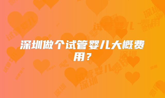 深圳做个试管婴儿大概费用?