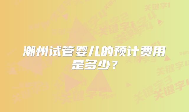 潮州试管婴儿的预计费用是多少?