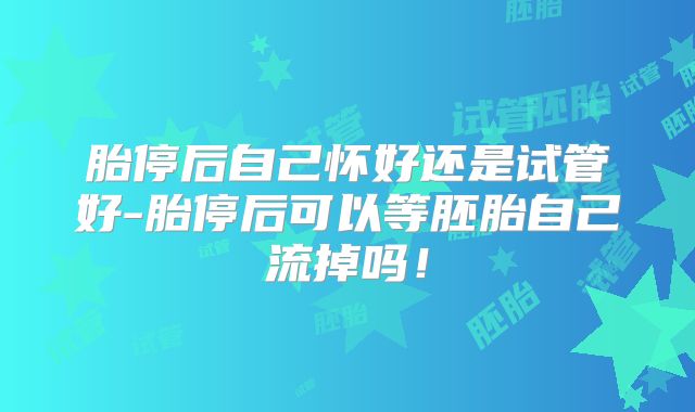 胎停后自己怀好还是试管好-胎停后可以等胚胎自己流掉吗!