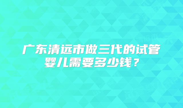 广东清远市做三代的试管婴儿需要多少钱？