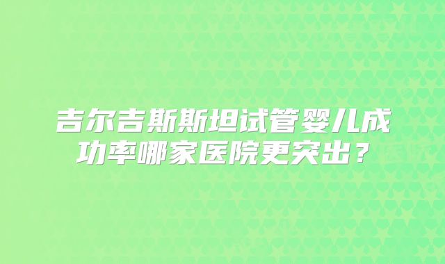 吉尔吉斯斯坦试管婴儿成功率哪家医院更突出？
