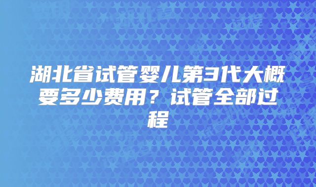 湖北省试管婴儿第3代大概要多少费用？试管全部过程