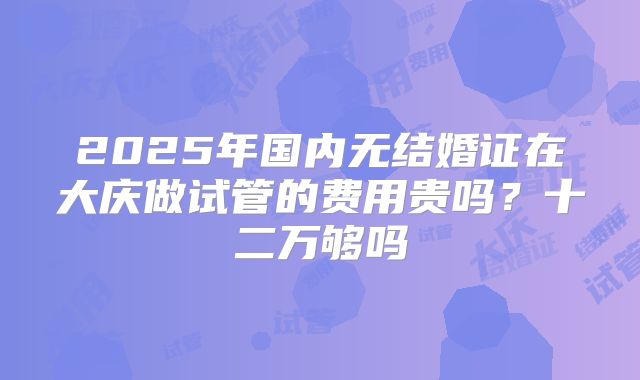 2025年国内无结婚证在大庆做试管的费用贵吗?十二万够吗