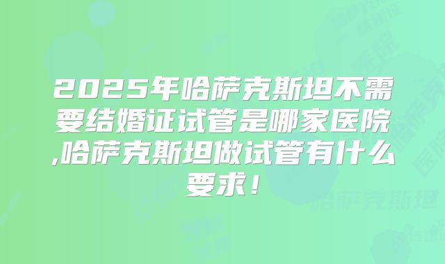 2025年哈萨克斯坦不需要结婚证试管是哪家医院,哈萨克斯坦做试管有什么要求!