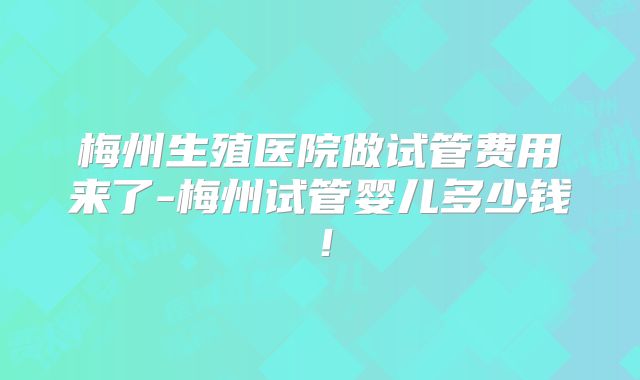 梅州生殖医院做试管费用来了-梅州试管婴儿多少钱!