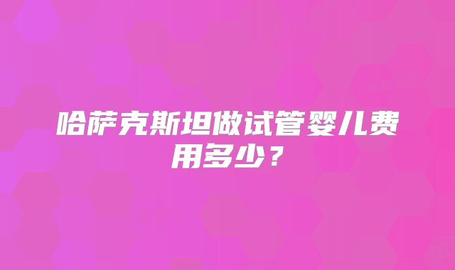 哈萨克斯坦做试管婴儿费用多少？