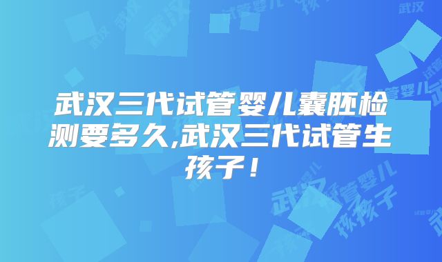 武汉三代试管婴儿囊胚检测要多久,武汉三代试管生孩子!