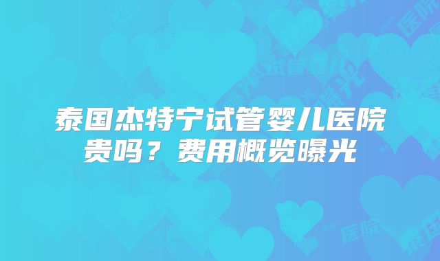 泰国杰特宁试管婴儿医院贵吗?费用概览曝光