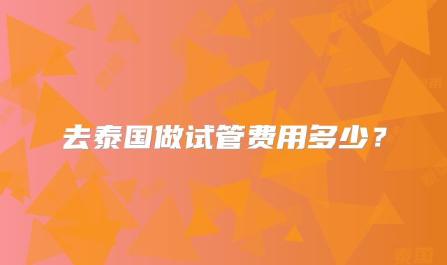 去泰国做试管费用多少?