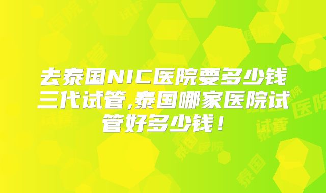 去泰国NIC医院要多少钱三代试管,泰国哪家医院试管好多少钱!
