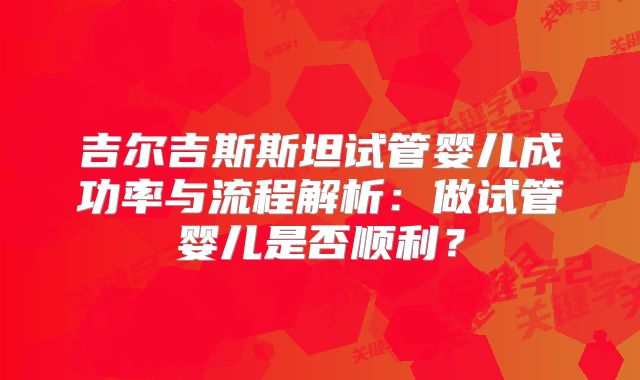 吉尔吉斯斯坦试管婴儿成功率与流程解析：做试管婴儿是否顺利？