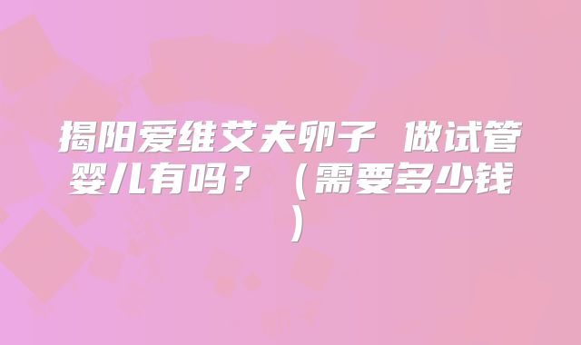 揭阳爱维艾夫卵子 做试管婴儿有吗?(需要多少钱)