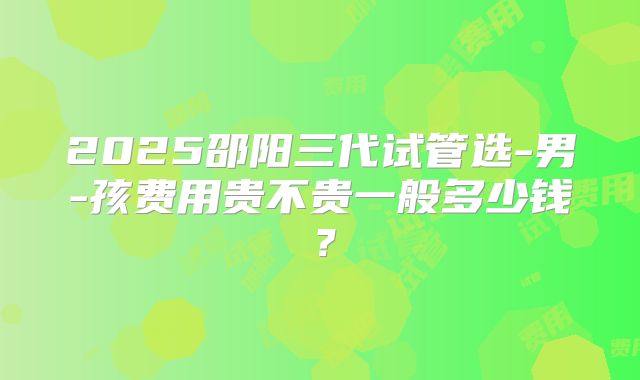 2025邵阳三代试管选-男-孩费用贵不贵一般多少钱？