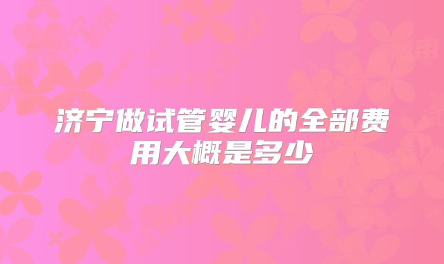 济宁做试管婴儿的全部费用大概是多少