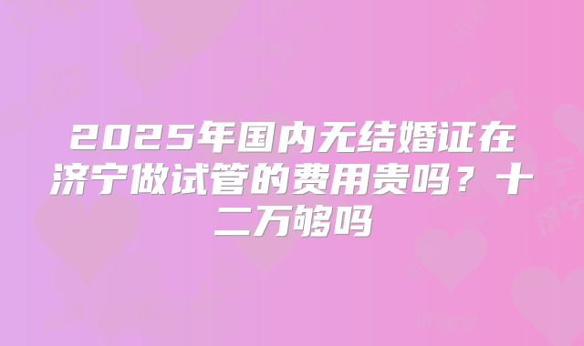 2025年国内无结婚证在济宁做试管的费用贵吗?十二万够吗