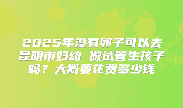 2025年没有卵子可以去昆明市妇幼 做试管生孩子吗？大概要花费多少钱
