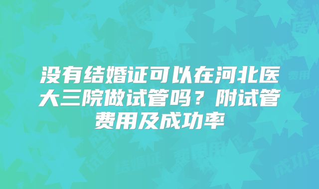 没有结婚证可以在河北医大三院做试管吗？附试管费用及成功率