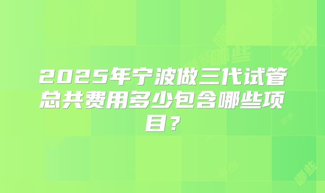 2025年宁波做三代试管总共费用多少包含哪些项目？