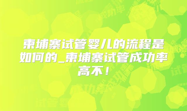 柬埔寨试管婴儿的流程是如何的_柬埔寨试管成功率高不！