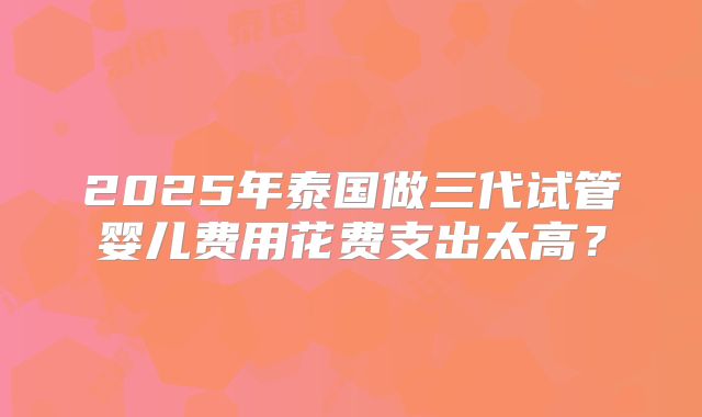 2025年泰国做三代试管婴儿费用花费支出太高？