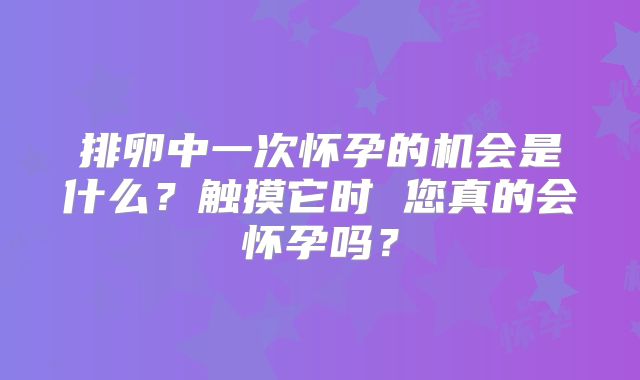 排卵中一次怀孕的机会是什么?触摸它时 您真的会怀孕吗?