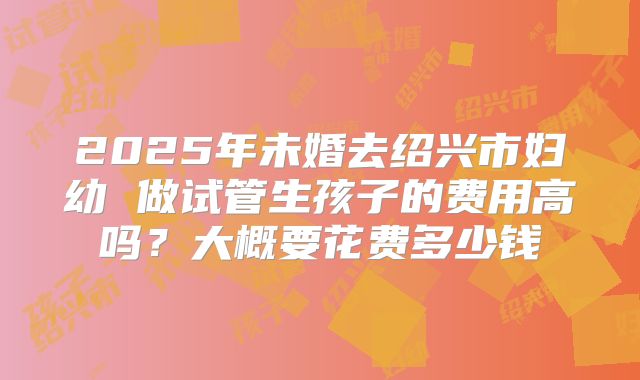 2025年未婚去绍兴市妇幼 做试管生孩子的费用高吗?大概要花费多少钱