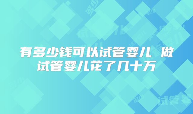 有多少钱可以试管婴儿 做试管婴儿花了几十万