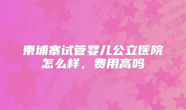 柬埔寨试管婴儿公立医院怎么样，费用高吗
